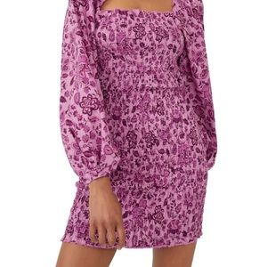 NWT Free People Smock It To Me Mini Dress Azalea Combo